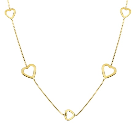 Just Gold Heart Station Necklace in 10kt Gold