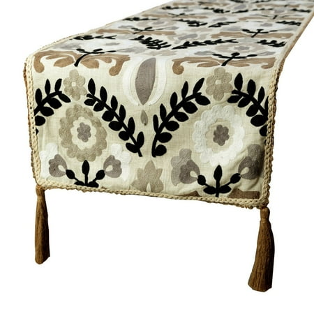 Decorative Beige Table Runner 6 - 8 Seater Table Runner (16 x 90 inch) Lace Embroidery & Tassels Table Runner Linen fabric Table Linen Floral Pattern Contemporary Style - Atushi
Decorative Beige Table Runner 6 - 8 Seater Table Runner (16 x 90 inch) Lace Embroidery & Tassels Table Runner Linen fabric Table Linen Floral Pattern Contemporary Style - Atushi