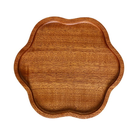 FRCOLOR 1pc Petal-shaped Wooden Plate Fruit Bread Small Plate Household Wooden Plate
