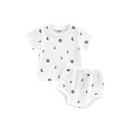 Genuiskids Newborn Baby Boy Girl Summer Clothes Short Sleeve Moon Print Cotton T-Shirt Tops ShortPant 2PCS Outfits Infant Shorts Sets
Genuiskids Newborn Baby Boy Girl Summer Clothes Short Sleeve Moon Print Cotton T-Shirt Tops ShortPant 2PCS Outfits Infant Shorts Sets