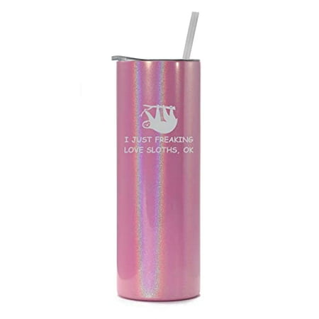 20 oz Skinny Tall Tumbler Stainless Steel Vacuum Insulated Travel Mug Cup With Straw I Just Freaking Love Sloths Funny (Pink Iridescent Glitter)
20 oz Skinny Tall Tumbler Stainless Steel Vacuum Insulated Travel Mug Cup With Straw I Just Freaking Love Sloths Funny (Pink Iridescent Glitter)