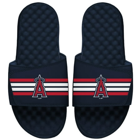 Men s ISlide Navy Los Angeles Angels Varsity Stripes Slide Sandals