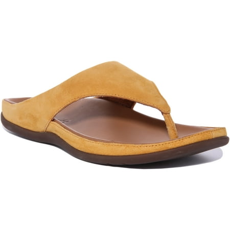Strive Maui Women s Leather Toe Post Sandal In Yellow Size 5.5/6
