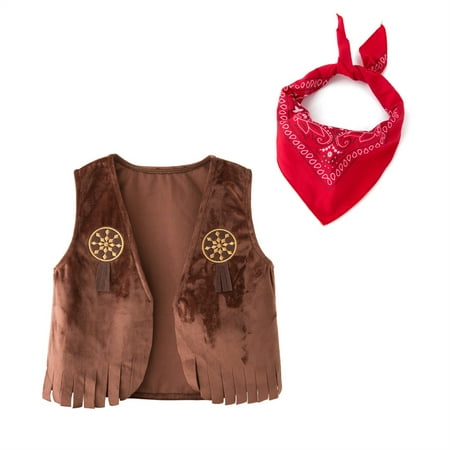 Cowboy for Kids Fancy Dress Up Tassal Vest with Cowboy Bandanas Outfit (Coffee 2-3 Years)
Cowboy for Kids Fancy Dress Up Tassal Vest with Cowboy Bandanas Outfit (Coffee 2-3 Years)