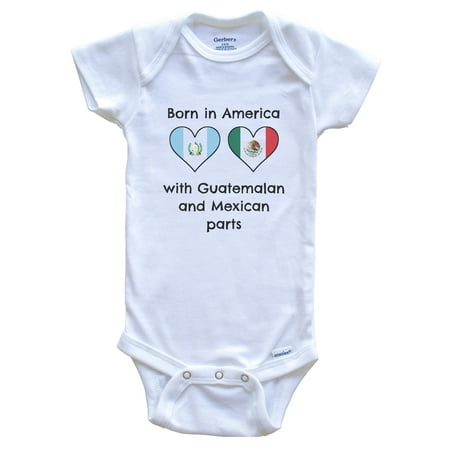 Born In America With Guatemalan and Mexican Parts Funny Guatemala Mexico Flags One Piece Baby Bodysuit
Born In America With Guatemalan and Mexican Parts Funny Guatemala Mexico Flags One Piece Baby Bodysuit