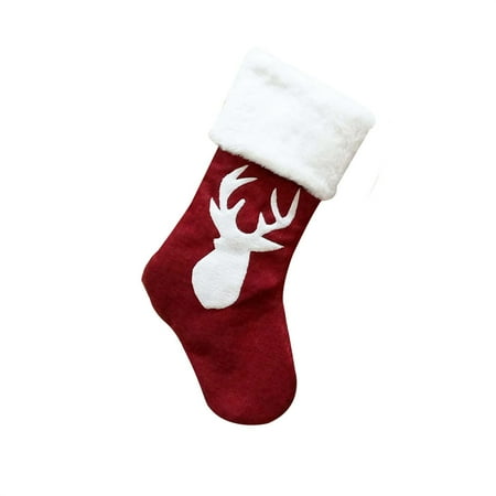 hirigin Christmas Socks Gift Bag Cute Elk Embroidery Christmas Socks