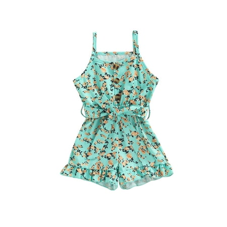 HUJUKULUDUSU Little Kids Baby Girls Summer Jumpsuit with Waist Belt Sling Buttons Floral Ruffle Hem Romper Girls Knee-Length Casual One-Piece
HUJUKULUDUSU Little Kids Baby Girls Summer Jumpsuit with Waist Belt Sling Buttons Floral Ruffle Hem Romper Girls Knee-Length Casual One-Piece