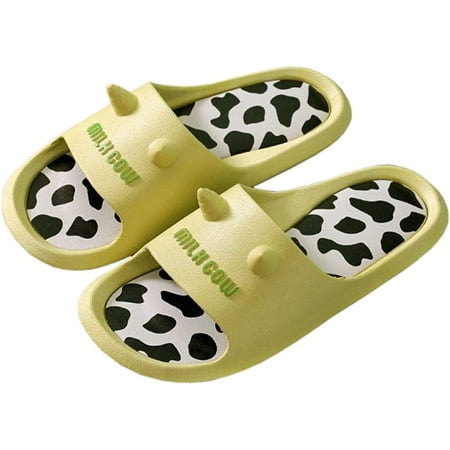CoCopeanut Milk Cow Slippers Non-Slip Lightweight Quick Drying Slippers for Bathroom Womens Slippers