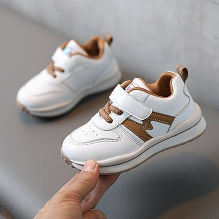 Toddler Kids Baby Girls Boys Leather Breathable Soft Sneakers Shoes Khaki 29