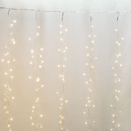 Party Ornaments Wedding Decor Fairy Curtain Lights 960 LEDs 5.5 ft. x 8 ft. Plug-in Warm White