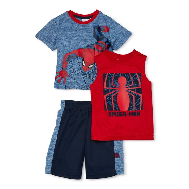 Marvel Spider-Man Boys Tank, Graphic T-shirt & Shorts, 3-Piece Outfit Set, Sizes 4-7