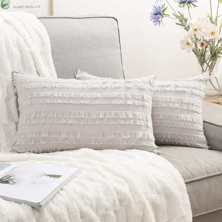 MIULEE Set of 2 Decorative Boho Throw Pillow Covers Linen Striped Jacquard Pattern Cushion Covers for Sofa Couch Living room Bedroom 16x16 Inch Greyish White
MIULEE Set of 2 Decorative Boho Throw Pillow Covers Linen Striped Jacquard Pattern Cushion Covers for Sofa Couch Living room Bedroom 16x16 Inch Greyish White