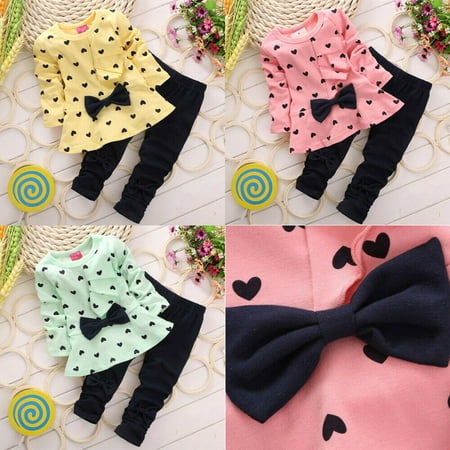 Children Baby Girl Heart-shaped Bow 2PCS Clothes Set Suit Top Sweater Pants Pink and Yellow Green
Children Baby Girl Heart-shaped Bow 2PCS Clothes Set Suit Top Sweater Pants Pink and Yellow Green