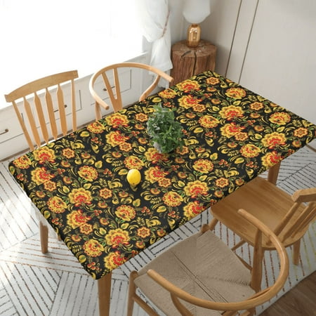 Home Deluxe Tablecloth Khokhloma-Pattern- Waterproof Elastic Rim Edged Table Cover- For Christmas Parties And Picnics 5ft
Home Deluxe Tablecloth Khokhloma-Pattern- Waterproof Elastic Rim Edged Table Cover- For Christmas Parties And Picnics 5ft