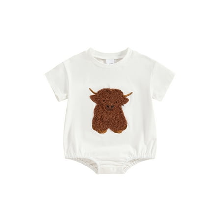 Binwwede Baby Summer Romper Highland Cow Embroidery Short Sleeve Newborn Jumpsuit for Toddler Boy Girls Cute Clothes
Binwwede Baby Summer Romper Highland Cow Embroidery Short Sleeve Newborn Jumpsuit for Toddler Boy Girls Cute Clothes