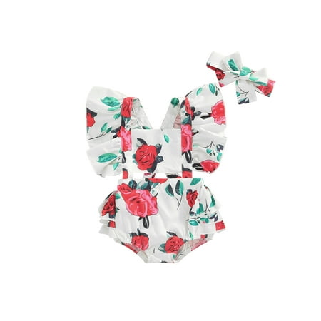 Suanret Toddler Baby Girls Romper Suit Fly Sleeve Floral Patchwork Casual Party Spring Summer Jumpsuit + Headband White 12-18 Months
Suanret Toddler Baby Girls Romper Suit Fly Sleeve Floral Patchwork Casual Party Spring Summer Jumpsuit + Headband White 12-18 Months