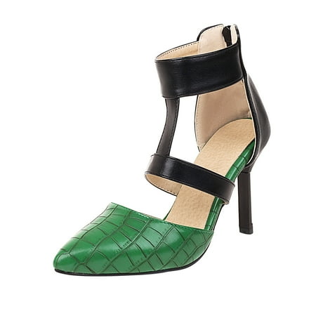 Cglfd Women S Shoes Back Zip Ankle Strap Sandals Super High Heel Pointed Toe Stilettos