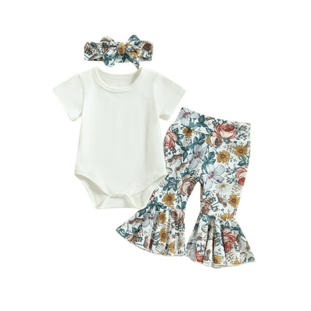 Qtinghua Newborn Infant Baby Girl Summer Clothes Short Sleeve Romper Tops Floral Bell Bottom Pants 3Pcs Outfits Yellow 12-18 Months
Qtinghua Newborn Infant Baby Girl Summer Clothes Short Sleeve Romper Tops Floral Bell Bottom Pants 3Pcs Outfits Yellow 12-18 Months
