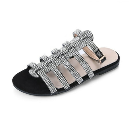 Ladies Women Sandals Ankle Strap Diamond Flat Sandals Summer Beach Comfy Flat Shoes Black 39
Ladies Women Sandals Ankle Strap Diamond Flat Sandals Summer Beach Comfy Flat Shoes Black 39
