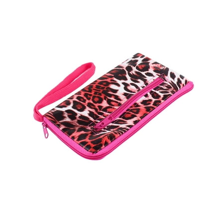 Lady Women Leopard Pattern Zipper Purse Wallet Bag Card Money Holder Red