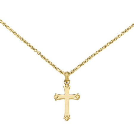 14kt Yellow Gold Polished 2D Cross with Teardrop Tips Pendant