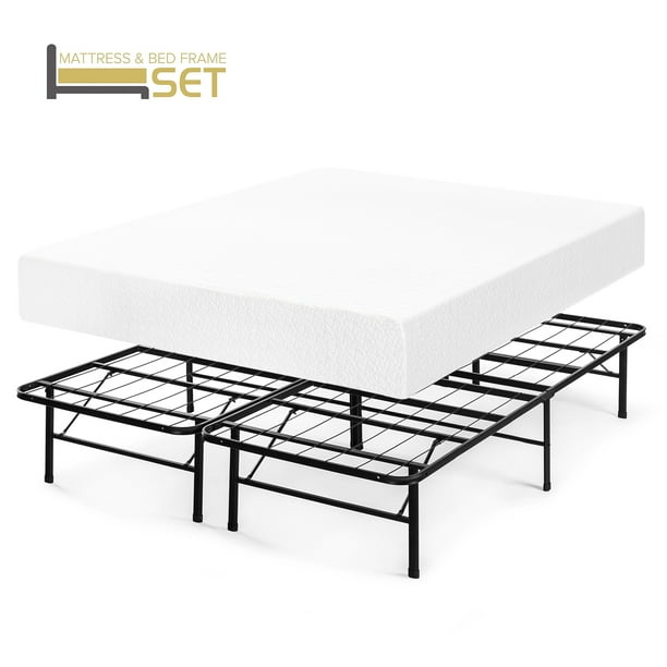 Best Price Mattress 10 Inch Memory Foam Mattress and Innovated Steel Bed Frame Set - King
