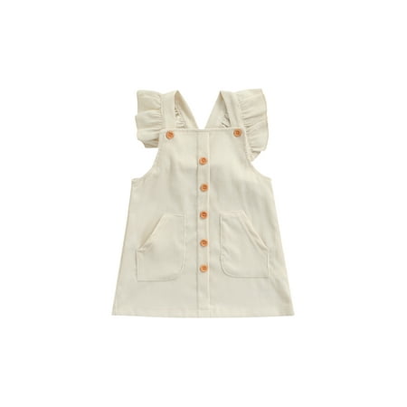 Musuos Baby Girl Corduroy Pocket Overall Dress Kids Casual Bib Dresses