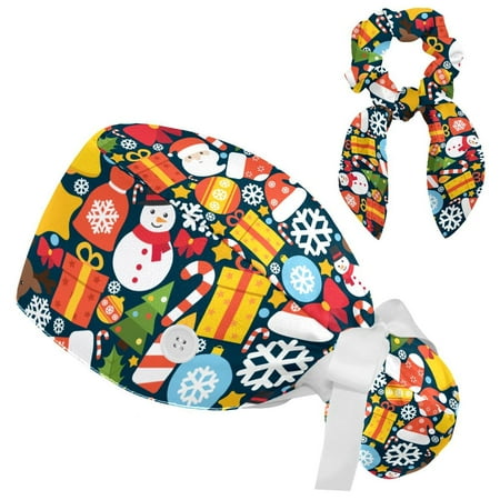 Working Cap with Buttons and Sweatband Scrub Hat Bouffant Caps with Scrunchie Christmas Tie Back Hats
Working Cap with Buttons and Sweatband Scrub Hat Bouffant Caps with Scrunchie Christmas Tie Back Hats