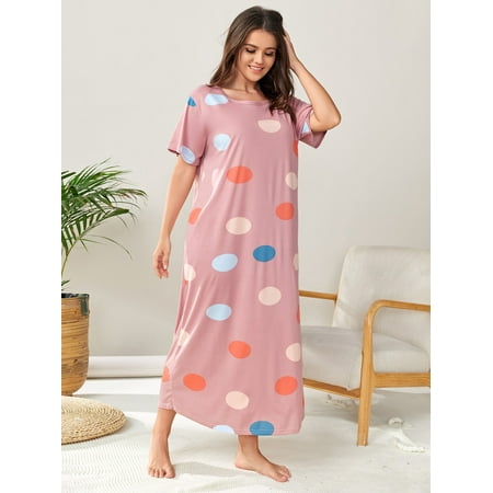 Women s Plus Polka Dot Nightdress 3XL(18) Dusty Pink Cute F22001D
