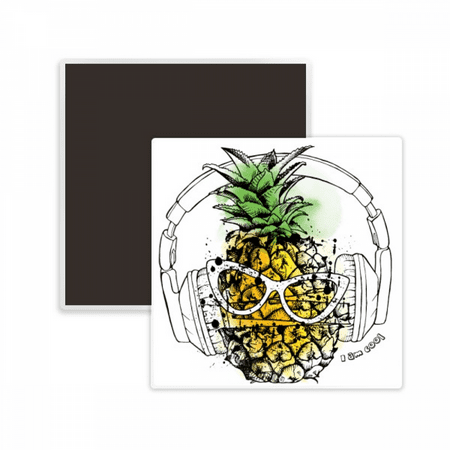 Headset Pineapple Sunglasses Fruit Square Ceracs Fridge Magnet Keepsake Memento