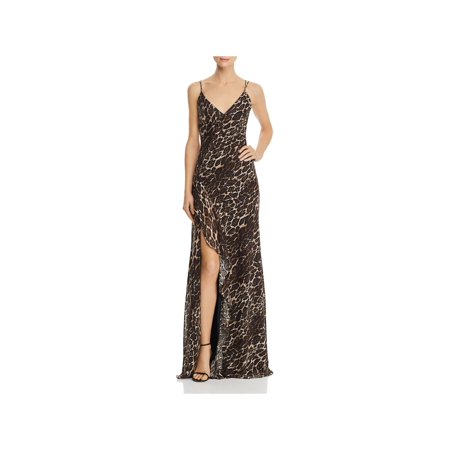 AQUA DRESSES Womens Brown Slitted Cascade Ruffle Animal Print Spaghetti Strap V Neck Full-Length Evening Gown Dress 4
AQUA DRESSES Womens Brown Slitted Cascade Ruffle Animal Print Spaghetti Strap V Neck Full-Length Evening Gown Dress 4