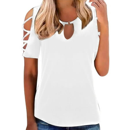 Women Hollow Out Short Sleeve Tops Crewneck Cold Shoulder Tshirts Casual Summer Shirts Loose Comfortable Tees Girls Long Sleeve Loose Fit Womens Top Long Sleeve T Shirt Women under Scrubs Women
Women Hollow Out Short Sleeve Tops Crewneck Cold Shoulder Tshirts Casual Summer Shirts Loose Comfortable Tees Girls Long Sleeve Loose Fit Womens Top Long Sleeve T Shirt Women under Scrubs Women