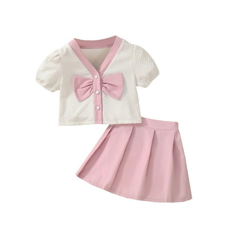 GWAABD Toddler Baby Girl Outfit Pink Polyester Kids Toddler Baby Girls Summer Set Short Bubble Sleeve Bowknot Tops Solid Skirt Outfits Set 130
GWAABD Toddler Baby Girl Outfit Pink Polyester Kids Toddler Baby Girls Summer Set Short Bubble Sleeve Bowknot Tops Solid Skirt Outfits Set 130