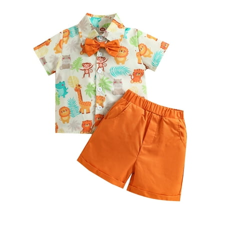Amuver Baby Boys 2PCS Pants Set Short Sleeve Button-Down Animals Bow Lapel Blouse + Plain Color Short Pants Toddler Summer Shorts Set
Amuver Baby Boys 2PCS Pants Set Short Sleeve Button-Down Animals Bow Lapel Blouse + Plain Color Short Pants Toddler Summer Shorts Set