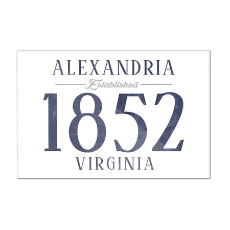 Alexandria, Virginia - Established Date (Blue) - Lantern Press Artwork (24x16 Acrylic Wall Art Gallery Quality)