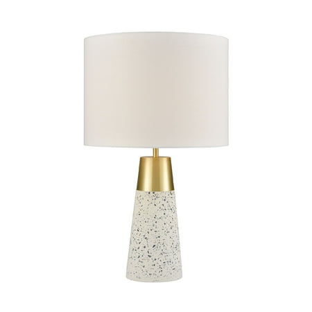 22" Gray Terazzo Body Table Lamp with White Linen Shade