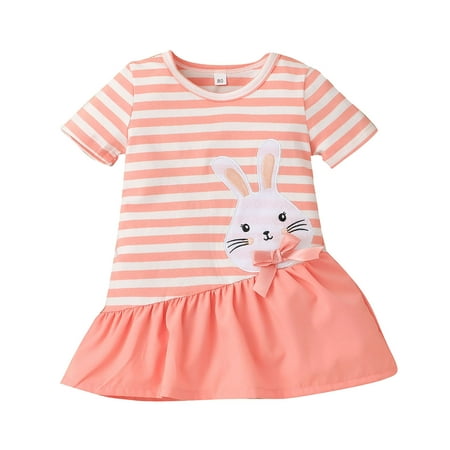 GWAABD Girls Matching Dresses Pink Cotton Blend Baby Girls Short Sleeve Easter Striped Cartoon Rabbit Printed Princess Dress 74
GWAABD Girls Matching Dresses Pink Cotton Blend Baby Girls Short Sleeve Easter Striped Cartoon Rabbit Printed Princess Dress 74
