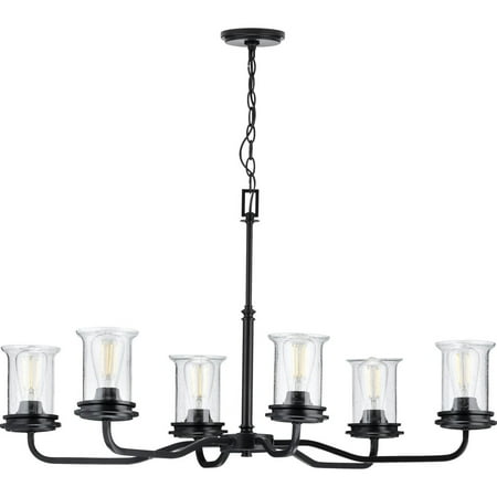 Winslett Collection Six-Light Matte Black Clear Seeded Glass Coastal Chandelier Light
Winslett Collection Six-Light Matte Black Clear Seeded Glass Coastal Chandelier Light