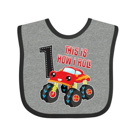 Inktastic Monster Truck How I Roll 1st Birthday Gift Baby Boy Bib