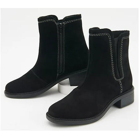 Clarks Collection Women’s Suede Ankle Boots Maye Zip- Black