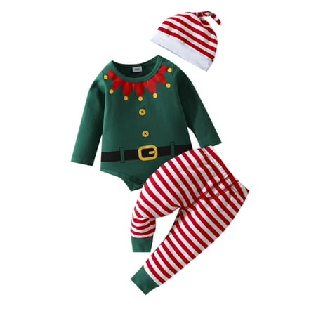 Yoryorlue Infant Boys Girls Long Sleeve Christmas Romper Bodysuit Striped Prints Pants Hat Outfits
Yoryorlue Infant Boys Girls Long Sleeve Christmas Romper Bodysuit Striped Prints Pants Hat Outfits