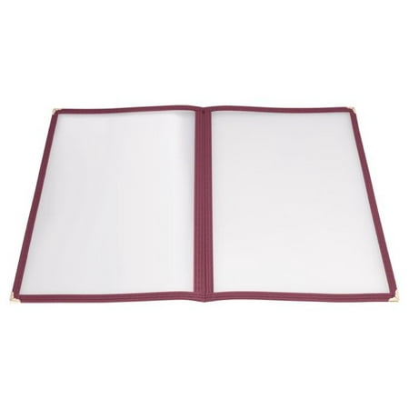 3Pc Winco PMCD-14U Burgundy Double-Fold Menu Cover 9-9/16 x 15