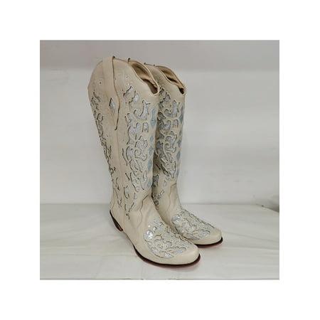 SIMANLAN Womens Comfort Pull On Shoes Floral Chunky Heel Mid Calf Boot Walking Non Slip Pointed Toe Cowboy Boots White 4
SIMANLAN Womens Comfort Pull On Shoes Floral Chunky Heel Mid Calf Boot Walking Non Slip Pointed Toe Cowboy Boots White 4