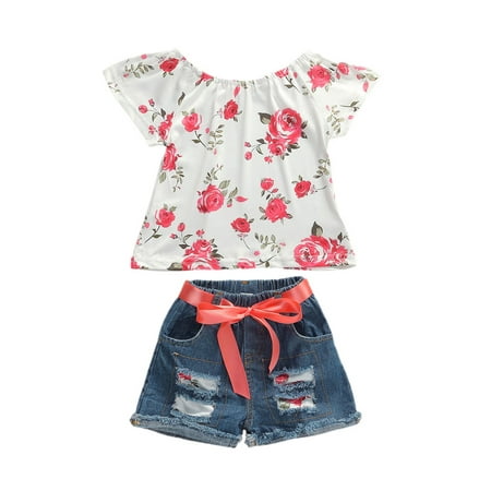Gwiyeopda Toddler Baby Girls 2pcs Flowers Print Ruffles Short Sleeve T Shirts Tops+Denim Shorts 1-6 Years
Gwiyeopda Toddler Baby Girls 2pcs Flowers Print Ruffles Short Sleeve T Shirts Tops+Denim Shorts 1-6 Years