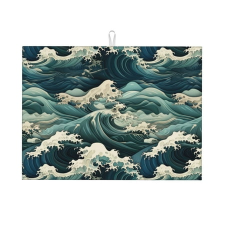 Dish Drying Mat Sea Waves Art Absorbent Microfiber Kitchen Mat Heat Resistant Drying Mat Kitchen Counter for Dishes Utensils Pots Pans Drainer Mats 18x24in
Dish Drying Mat Sea Waves Art Absorbent Microfiber Kitchen Mat Heat Resistant Drying Mat Kitchen Counter for Dishes Utensils Pots Pans Drainer Mats 18x24in