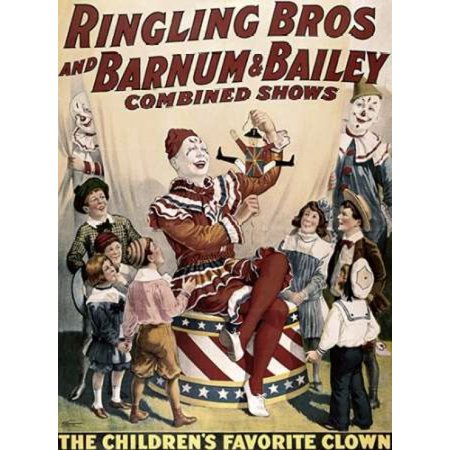 Barnum and Bailey - Childrens Favorite Clown Canvas Art - Unknown (18 x 24)