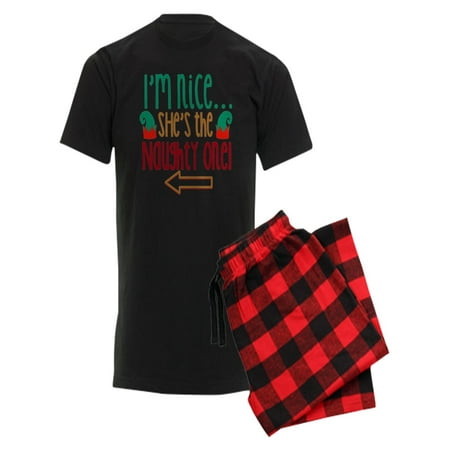 CafePress - Im Nice She s Naughty Elf Hat Pajamas - Men s Dark Pajamas