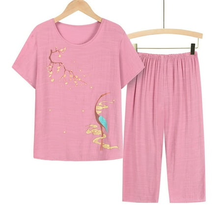 JNGSA Women s Capri Pajama Sets Plus Size Sleepwear Top and Capri Loose Pants 2 Piece Sleep Set Casual Lounge Suit Pink
JNGSA Women s Capri Pajama Sets Plus Size Sleepwear Top and Capri Loose Pants 2 Piece Sleep Set Casual Lounge Suit Pink