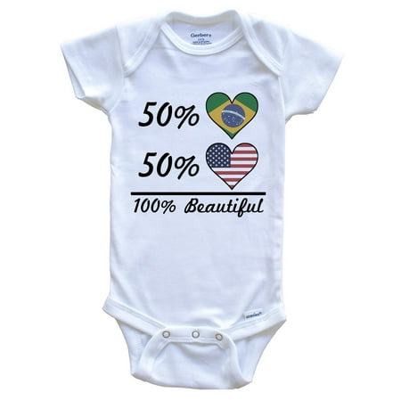 50% Brazilian 50% American 100% Beautiful Brazil Flag Heart Baby Bodysuit 0-3 Months White
50% Brazilian 50% American 100% Beautiful Brazil Flag Heart Baby Bodysuit 0-3 Months White