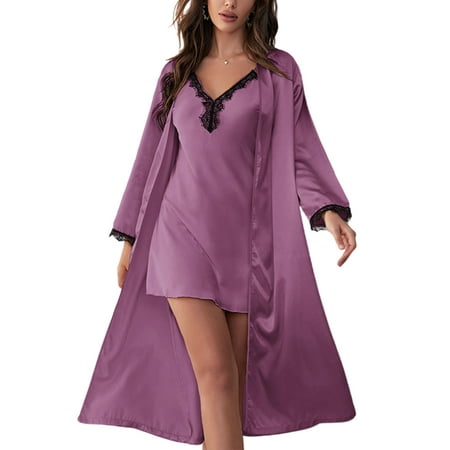 Colisha Ladies Nightgowns 2 Pieces Pajamas Set Long Sleeve Robe Soft Spa V Neck Sleepwear Purple M
Colisha Ladies Nightgowns 2 Pieces Pajamas Set Long Sleeve Robe Soft Spa V Neck Sleepwear Purple M